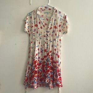 UO kimchi blue small white floral red button up dress